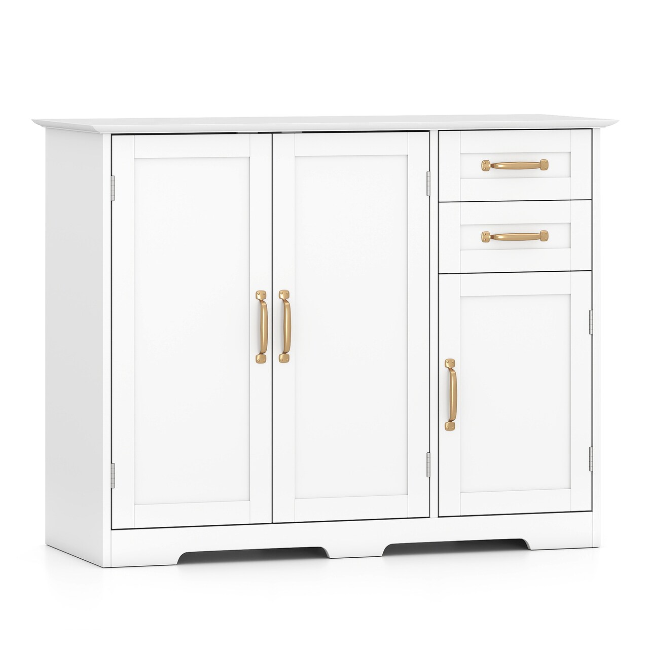 MDF Sideboard Cabinet With 2 Doors Drawers Bottom Shelf Contemporary Style
